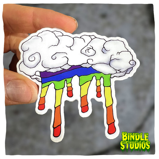 Rainbow Rain 2.75"x3" Vinyl Sticker